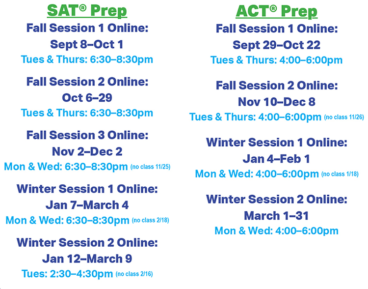 ACT & SAT prep classes in Westport CT